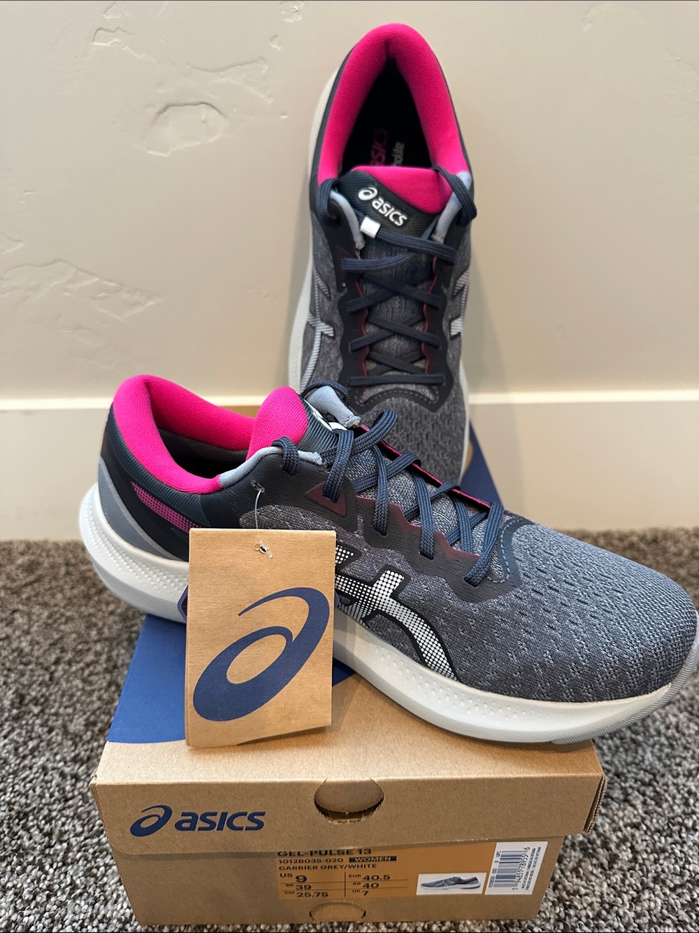 Women's ASICS Gel-Pulse 13 Running Shoes, Carrier Grey/White - Picture 1 of 8